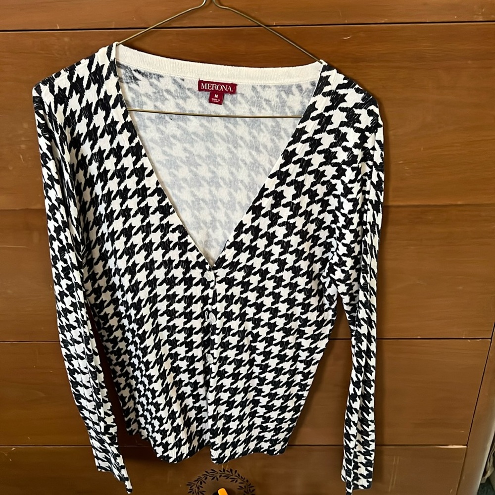 Merona Houndstooth Cardigan, Size Medium
